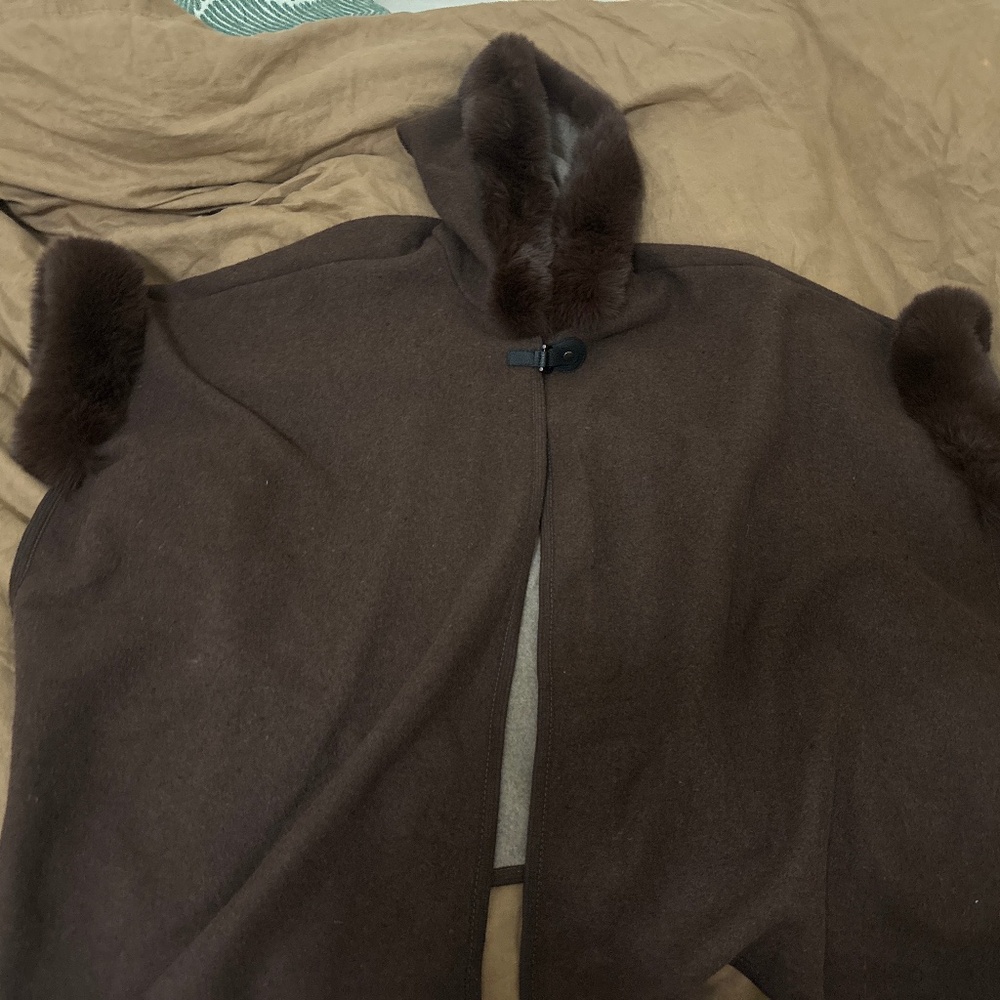 JONES NEW YORK brown fur jacket